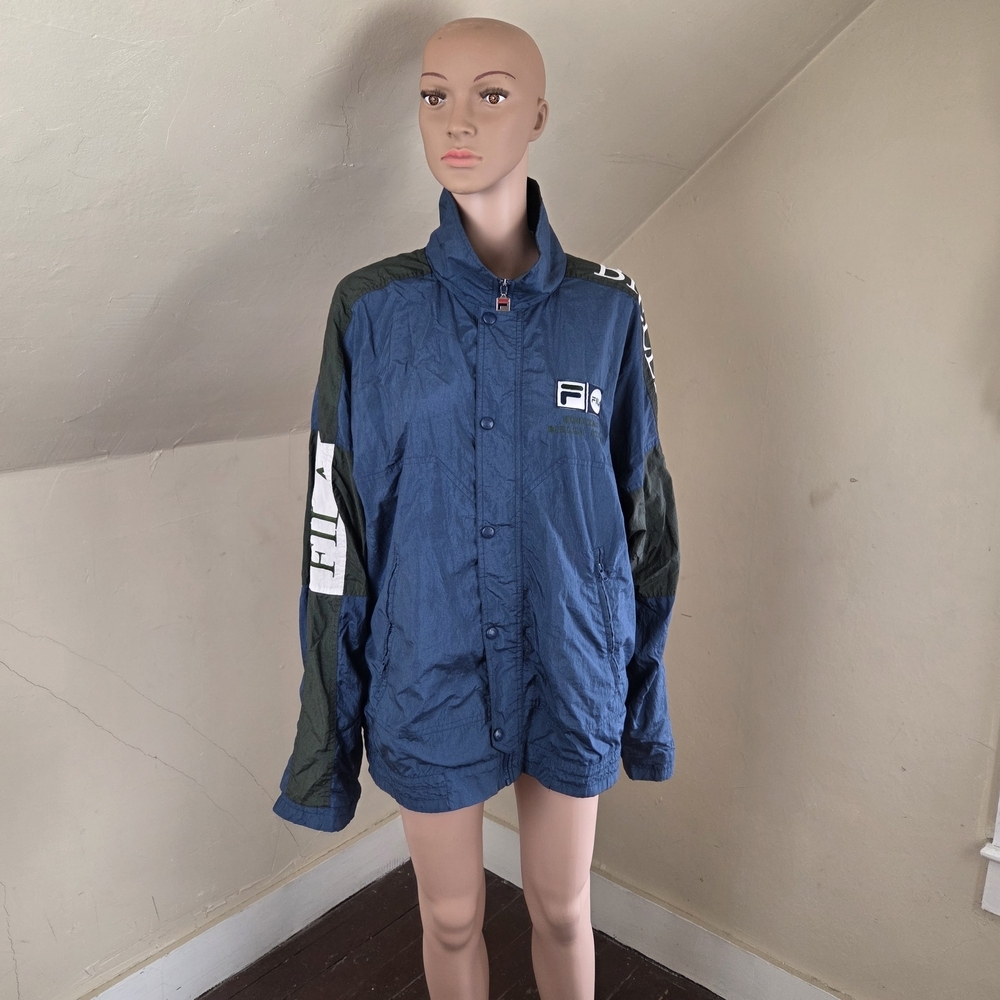 Fila Men's Blue and Dark Green Windbreaker